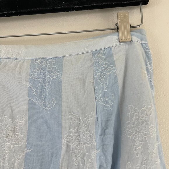Loveshackfancy Monroe Faded Blue Stripe Side Tie Mini Skirt Size 8 - Picture 7 of 7